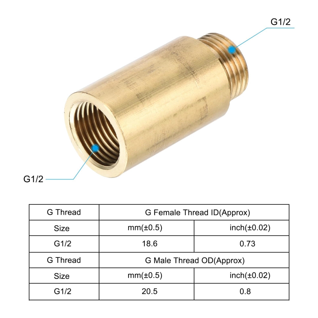 Prolunga per soffione doccia, 2 pezzi, in ottone, attacco G1/2, lunghezza 51 mm