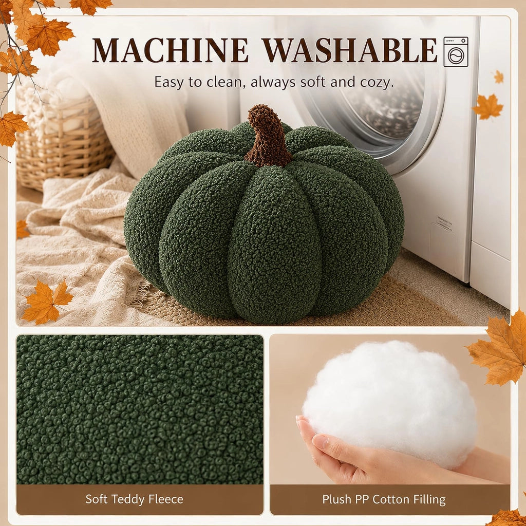 Cuscini a forma di zucca, decorazioni autunnali e di Halloween, verde-marrone, 20 cm