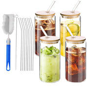 4 bicchieri con coperchio e beccuccio, capacità 500 ml, per bevande