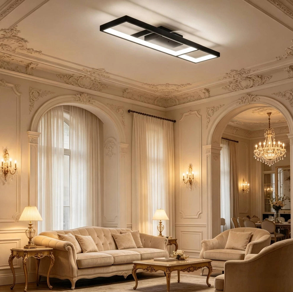Plafoniera a LED nera 43 W 70 x 30 cm con telecomando