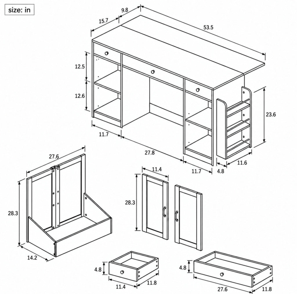 Credenza da cucina bianca con 3 cassetti e 2 ante