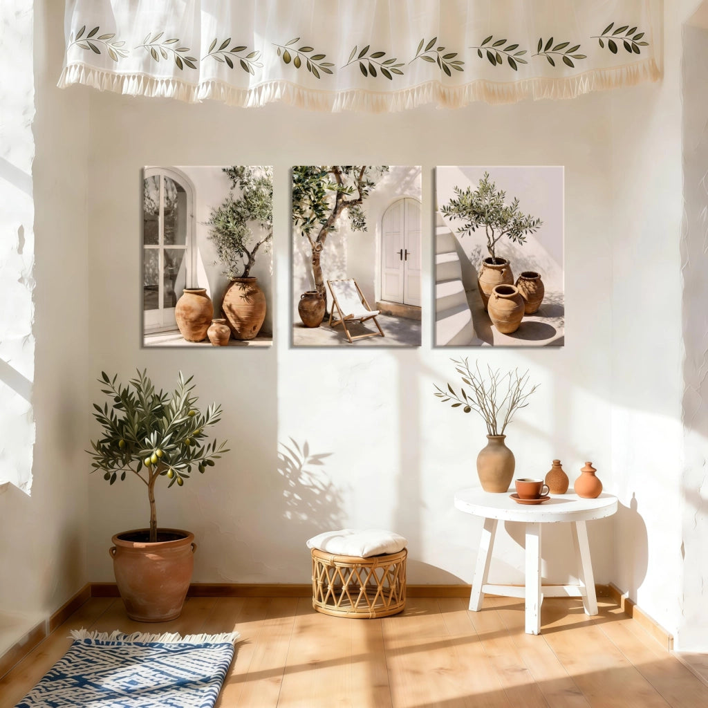 Set di 3 quadri rustici su tela, con cornice, dimensioni 40x60 cm, stile country