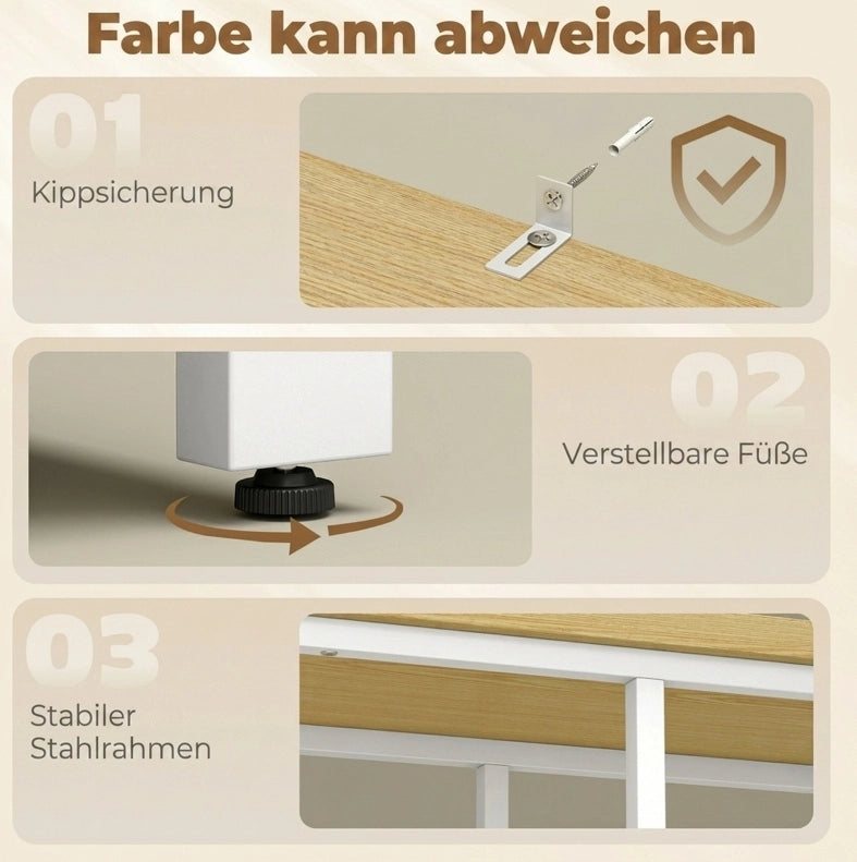 Scaffale da cucina in MDF effetto rovere con 3 cestelli e mobiletto, 100 x 35 x 80 cm