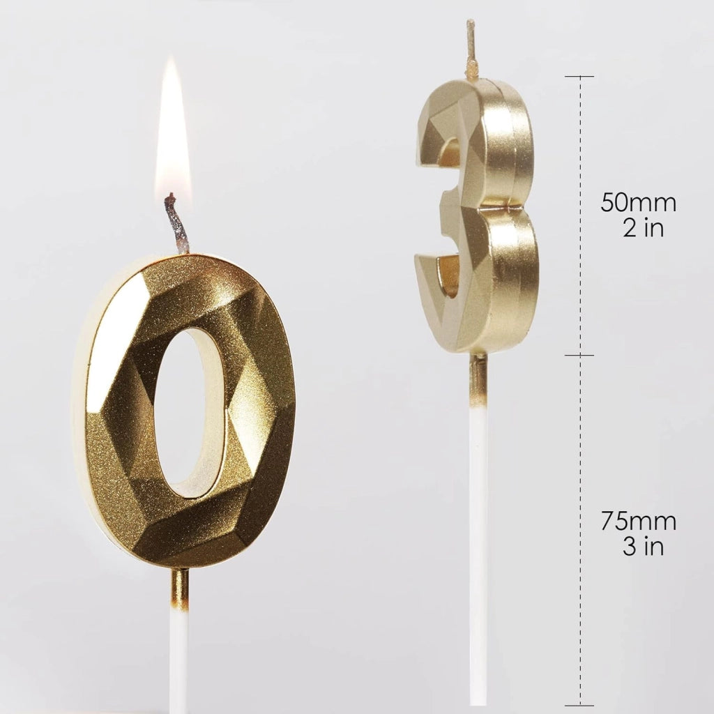 Candeline dorate per il 93° compleanno, numeri 3D "9" e "3", confezione da 2 pezzi
