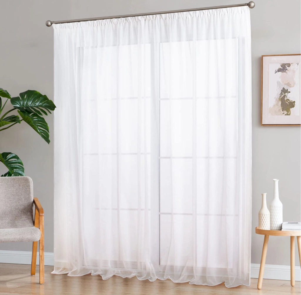 Tende a velo, set da 2, colore bianco, 140x145 cm, trasparenti