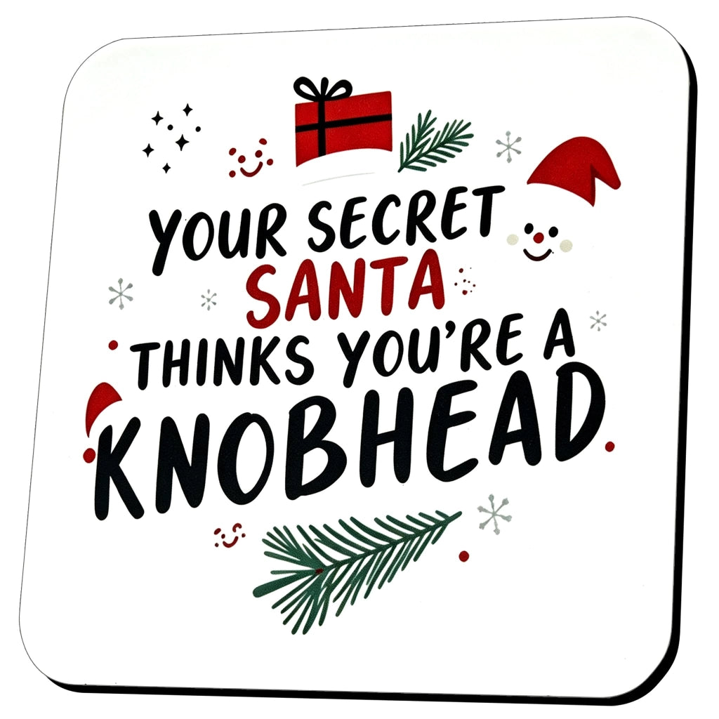 Sottobicchieri in legno con scritta – Un regalo divertente per il "Secret Santa"