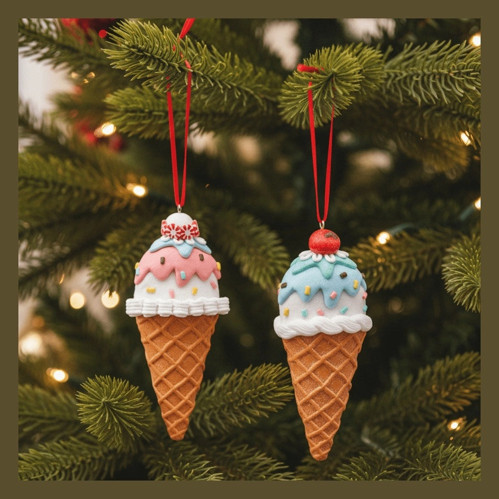 Decorazione natalizia gelato 3d in clay da appendere 13 cm edg