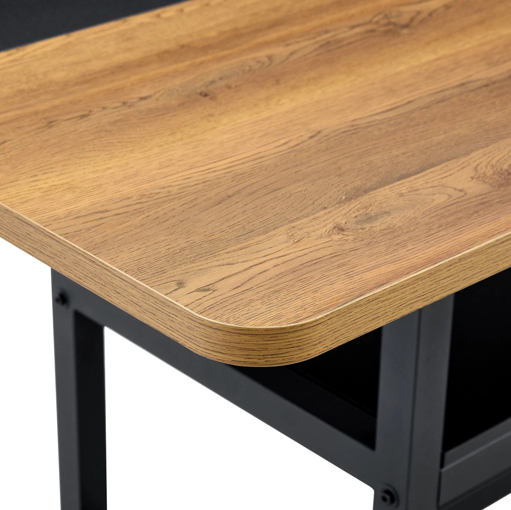 Tavolo da pranzo rettangolare 160 cm per 4-6 persone in MDF e metallo, marrone e nero