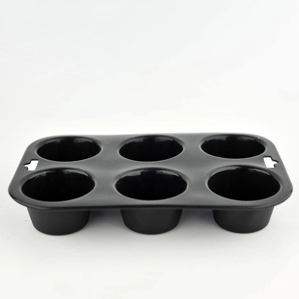 Stampi in silicone per muffin, 6 cavità, set da 2, colore nero e rosa
