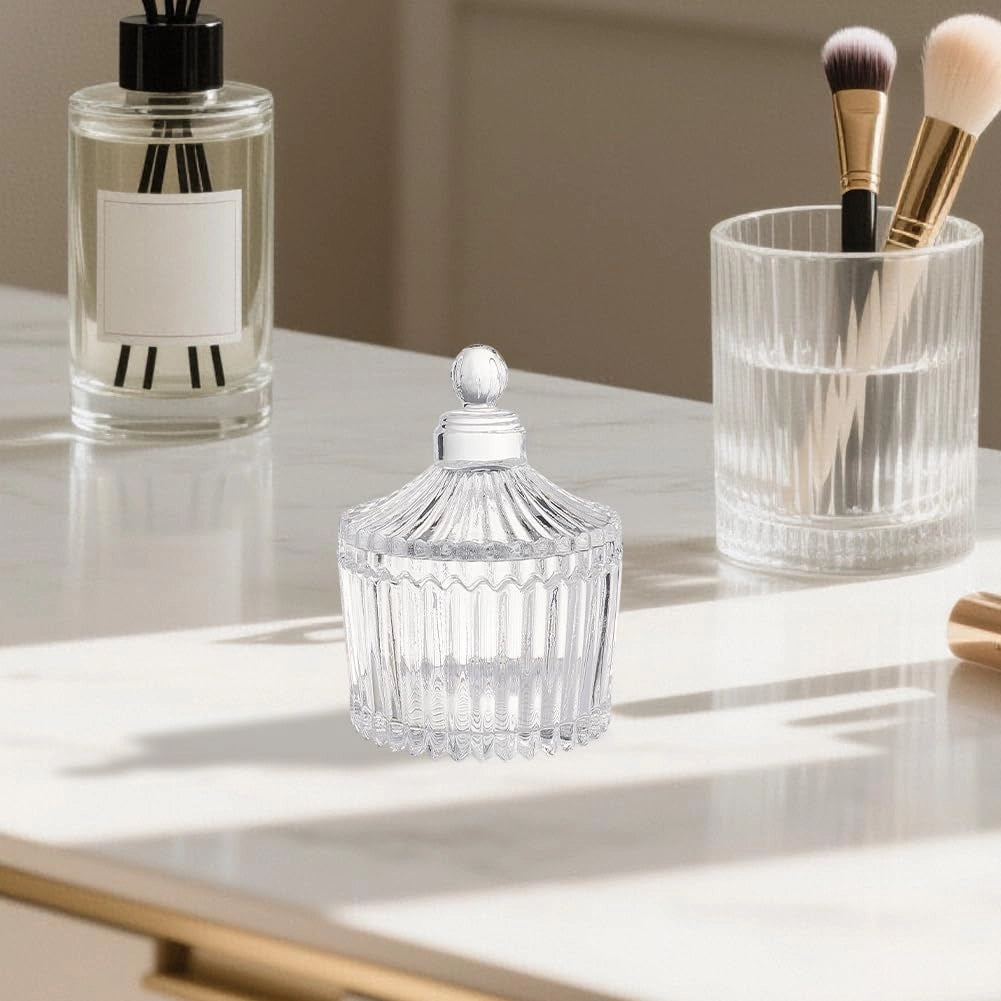 Contenitore per caramelle in vetro, 9x6,5 cm, con coperchio, design vintage