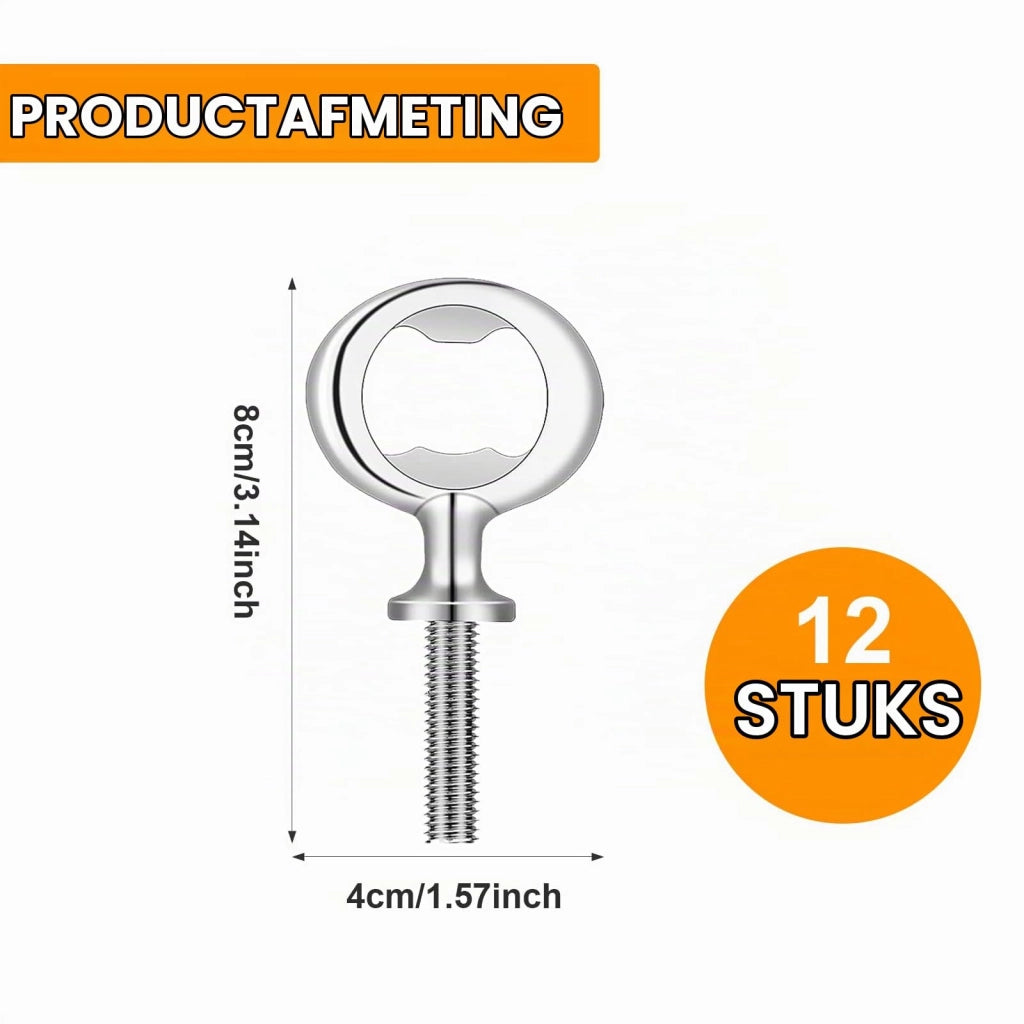Set di 12 apriscatole in metallo, finitura lucida, dimensioni 8x4 cm, ideali per birra e progetti fai-da-te