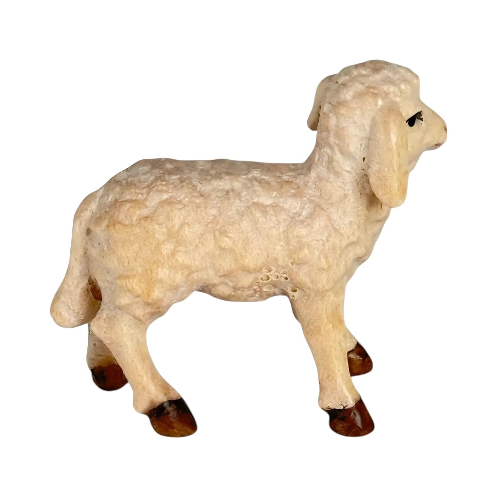 Holzlamm di 8 cm, intagliato e dipinto a mano, per presepe