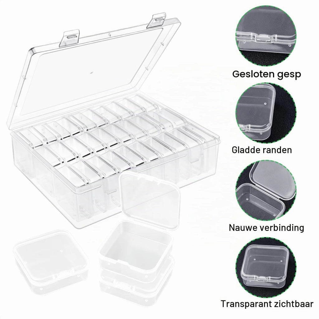 30 mini contenitori trasparenti con coperchio, dimensioni 5,5 x 5,5 x 2 cm