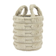 Cesto tondo grande con manici marrone chiaro Ø20 × H25 cm