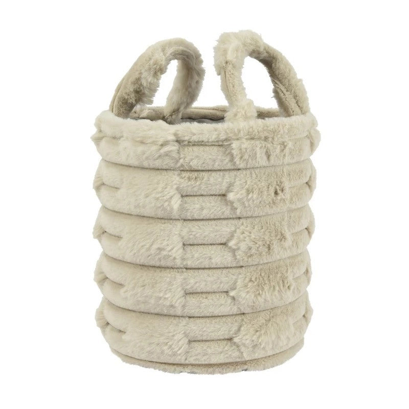Cesto tondo grande con manici marrone chiaro Ø20 × H25 cm