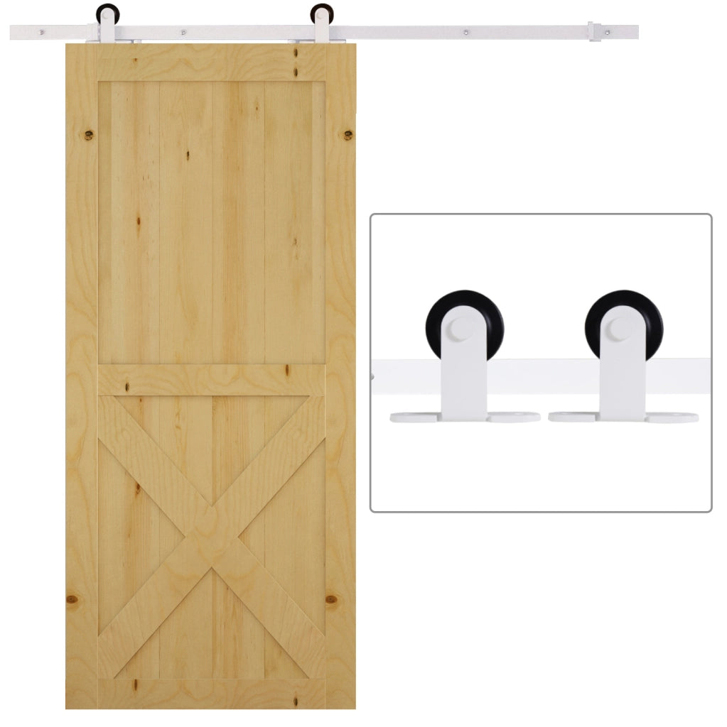 Kit ferramenta per due porte scorrevoli in acciaio bianco