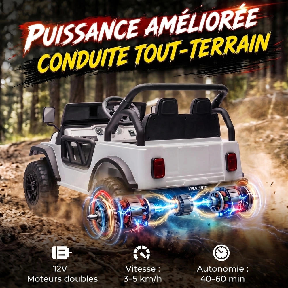 Macchina Elettrica per Bambini 12V Bianco con Telecomando 2,4G Doppio Motore Sospensioni Luci e Musica per Giardino ed Esterni