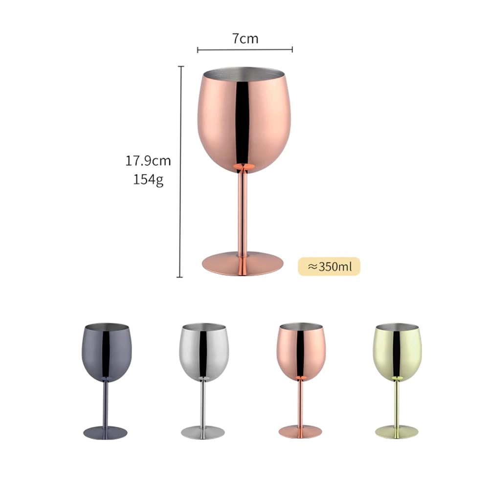 Set di 2 bicchieri per vino bianco, acciaio inossidabile 18/8, capacità 350 ml, colore argento