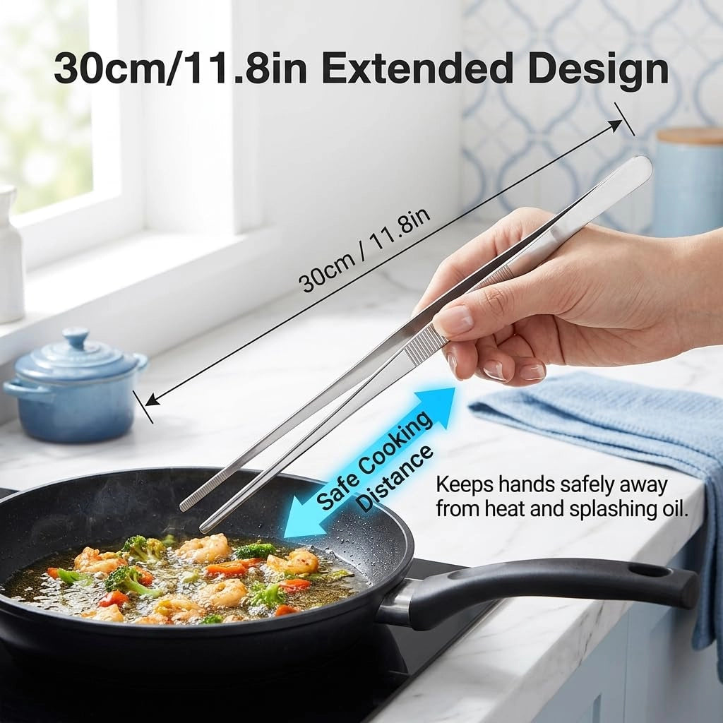 Set di pinzette chirurgiche, acciaio inossidabile, 30 cm, a punta dritta e curva