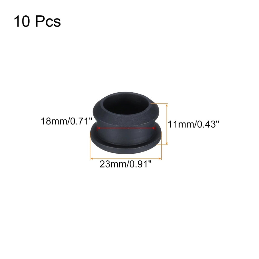 Tappi in silicone, diametro 18 mm, neri, confezione da 10 pezzi