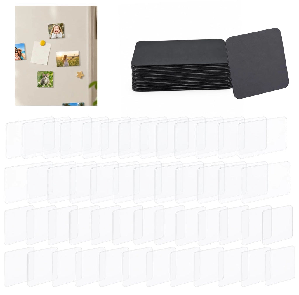 Set di 50 magneti in acrilico per frigorifero, dimensioni 3x5 cm e 5x5 cm