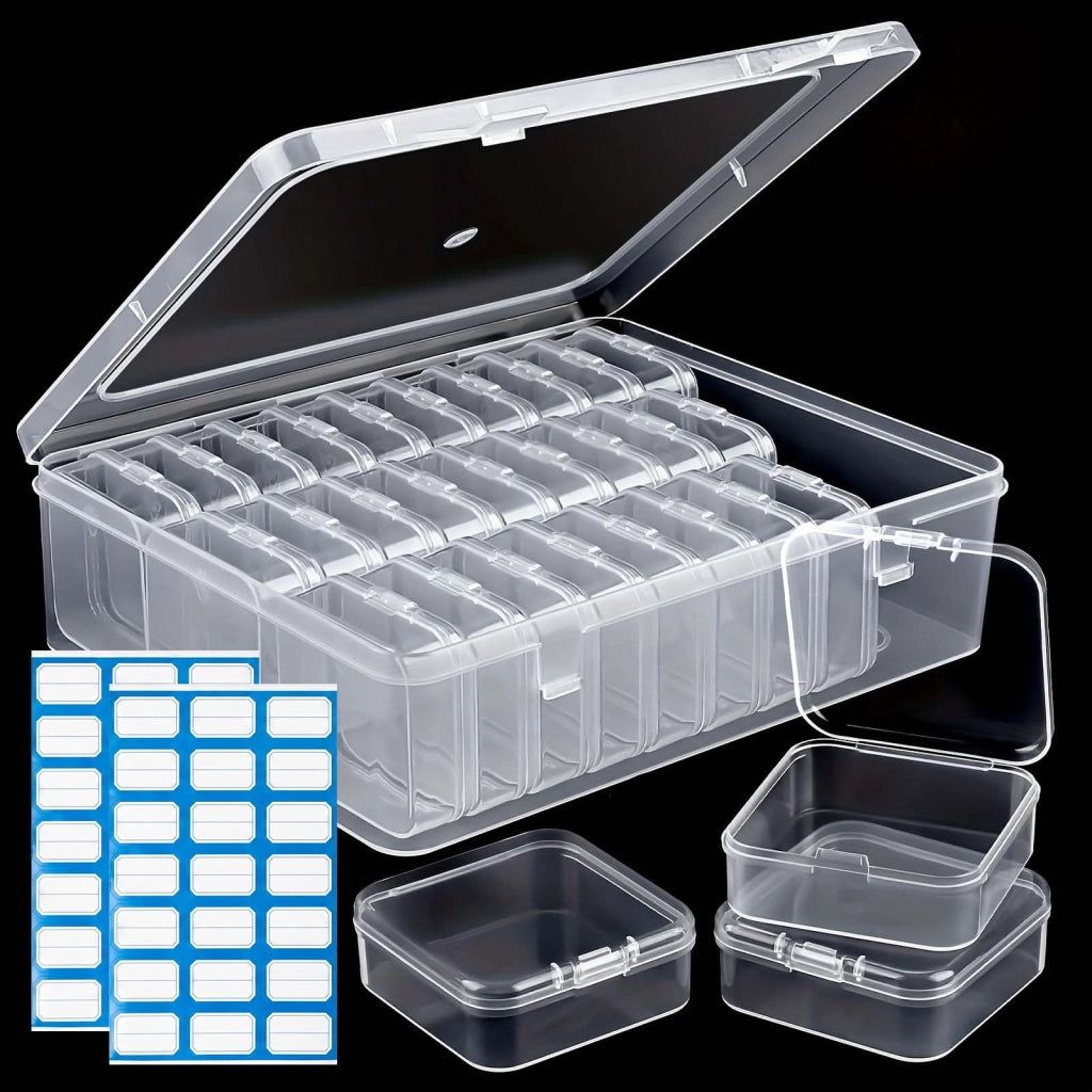 Set di 30 mini contenitori trasparenti, dimensioni 5,5 x 5,5 x 2 cm
