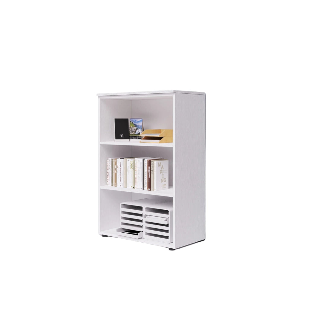 Modulo da ufficio a giorno tre vani con top  colore Bianco H129x90x45cm
