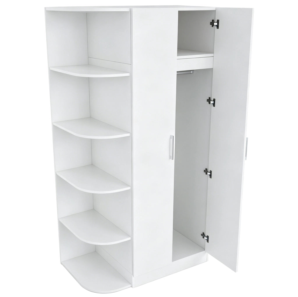 Armadio a due ante 90 x 55 x 170 cm con ripiani e cassetti
