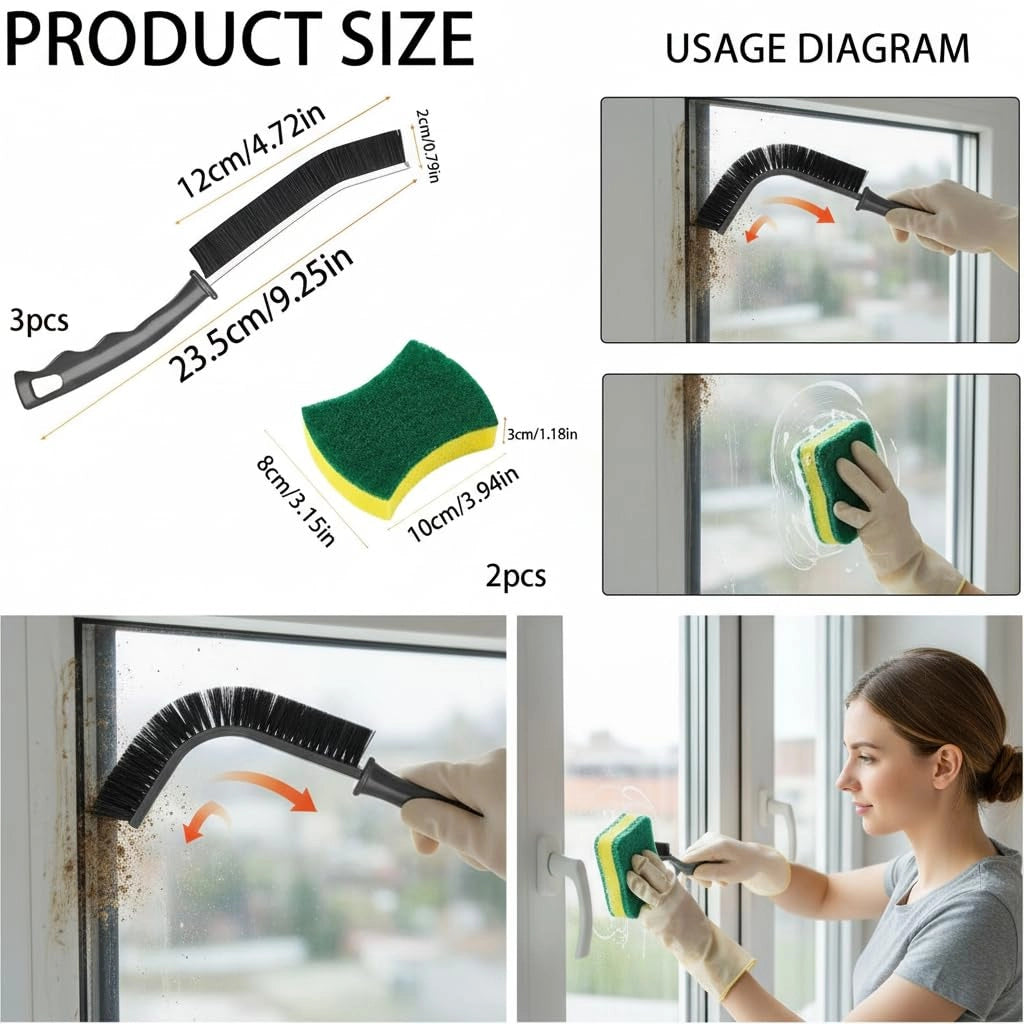 Kit di pulizia, composto da 5 pezzi, con spazzole e spugne per la pulizia di angoli stretti