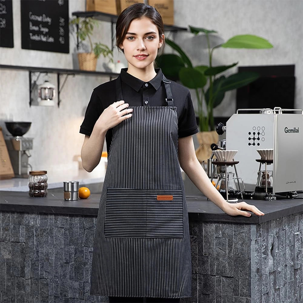 Grembiuli da cucina, 2 pezzi, regolabili, con sottili strisce nere
