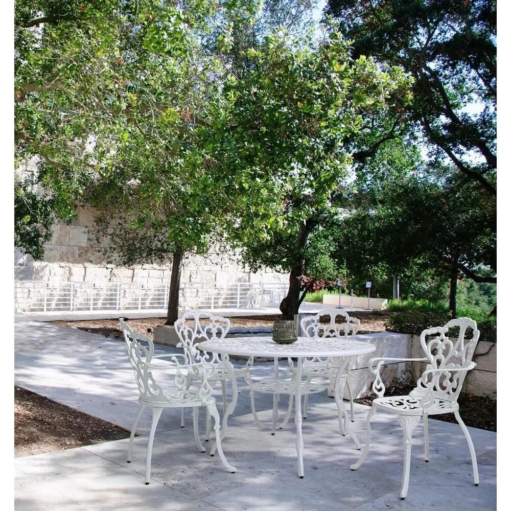 Tavolo da Giardino Rotondo in Alluminio Pressofuso 110x110 Regency Bianco