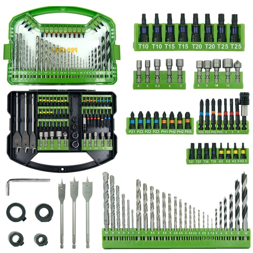 Set punte e bit Procraft DBS-101, 101 pezzi in acciaio S2, attacco esagonale