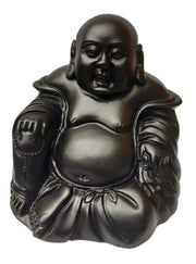 Buddha sorridente, portafortuna, dipinto a mano, resina, altezza 10,4 cm