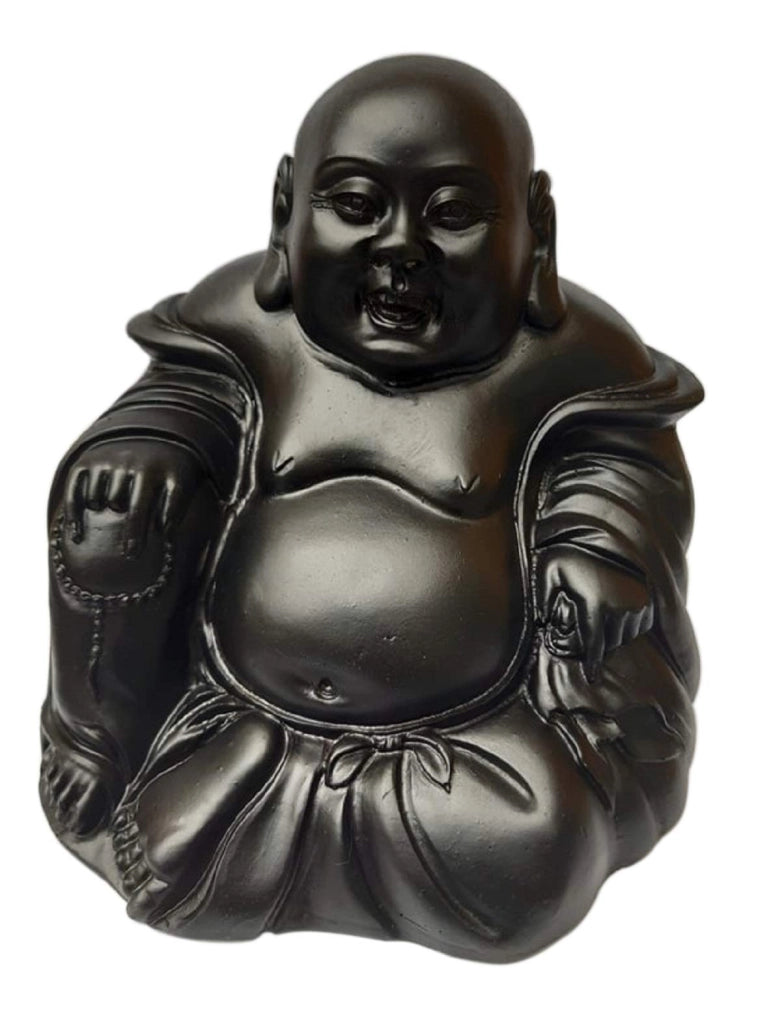 Buddha sorridente, portafortuna, dipinto a mano, resina, altezza 10,4 cm