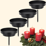4 Candele decorative per l'Avvento, metallo nero, 8 cm, 2-in-1