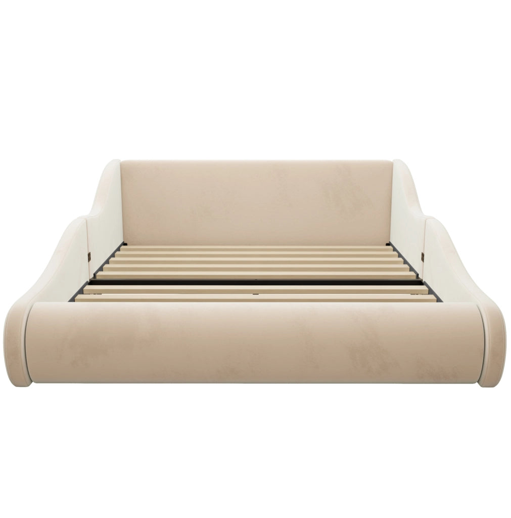 Letto imbottito per bambini 140 x 200 cm beige con sponde laterali