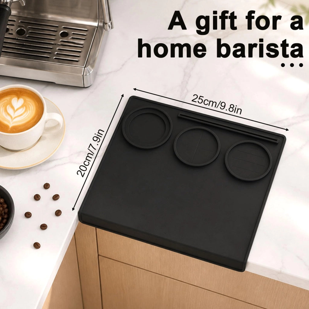 Tappetino in silicone per espresso, dimensioni 25x20 cm, colore nero