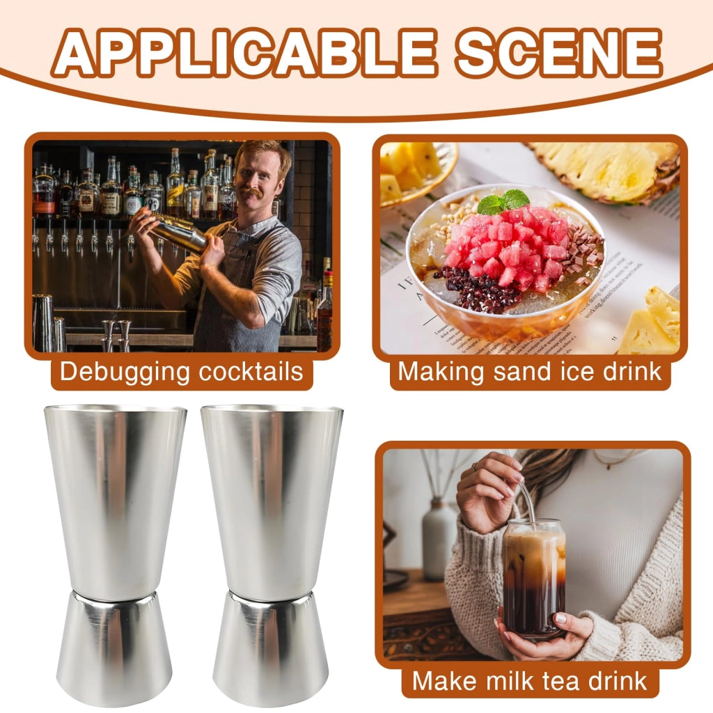 2 bicchieri misuratori per cocktail, da 2 cl e 4 cl, in acciaio inossidabile