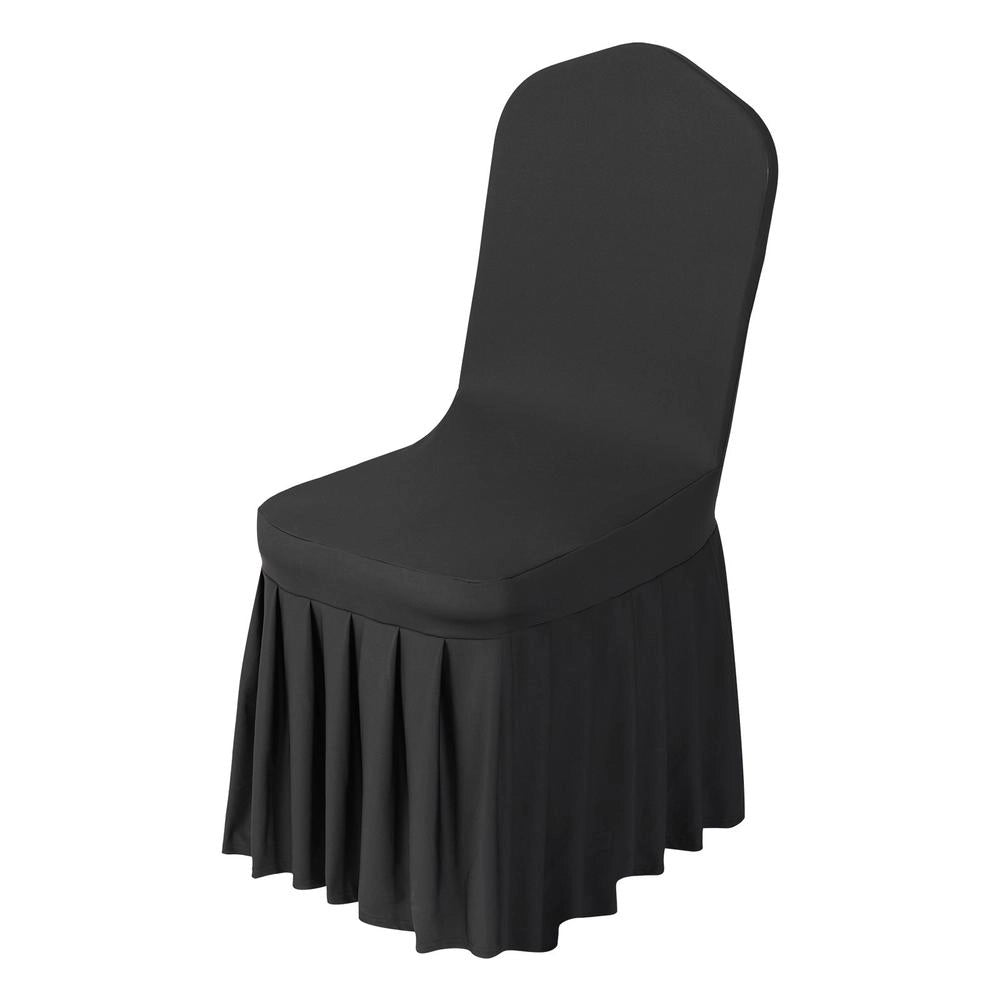 Per matrimoni e banchetti, 30 coprisedie con parte anteriore piatta, poliestere e spandex nero, resistenti, lavabili, 510 x 450 x 950 mm