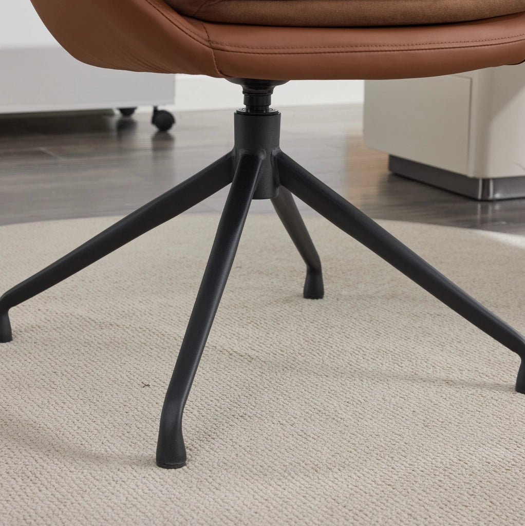 Sedia da ufficio girevole 69 x 65 x 46 cm in similpelle marrone con braccioli