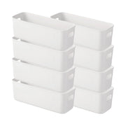 8 piccoli cestini portaoggetti, bianchi, dimensioni 22x9 cm, in plastica