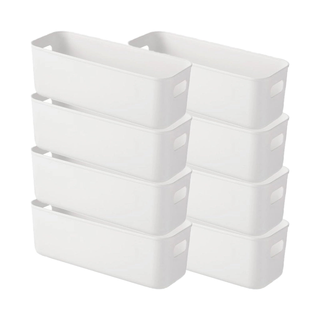 8 piccoli cestini portaoggetti, bianchi, dimensioni 22x9 cm, in plastica