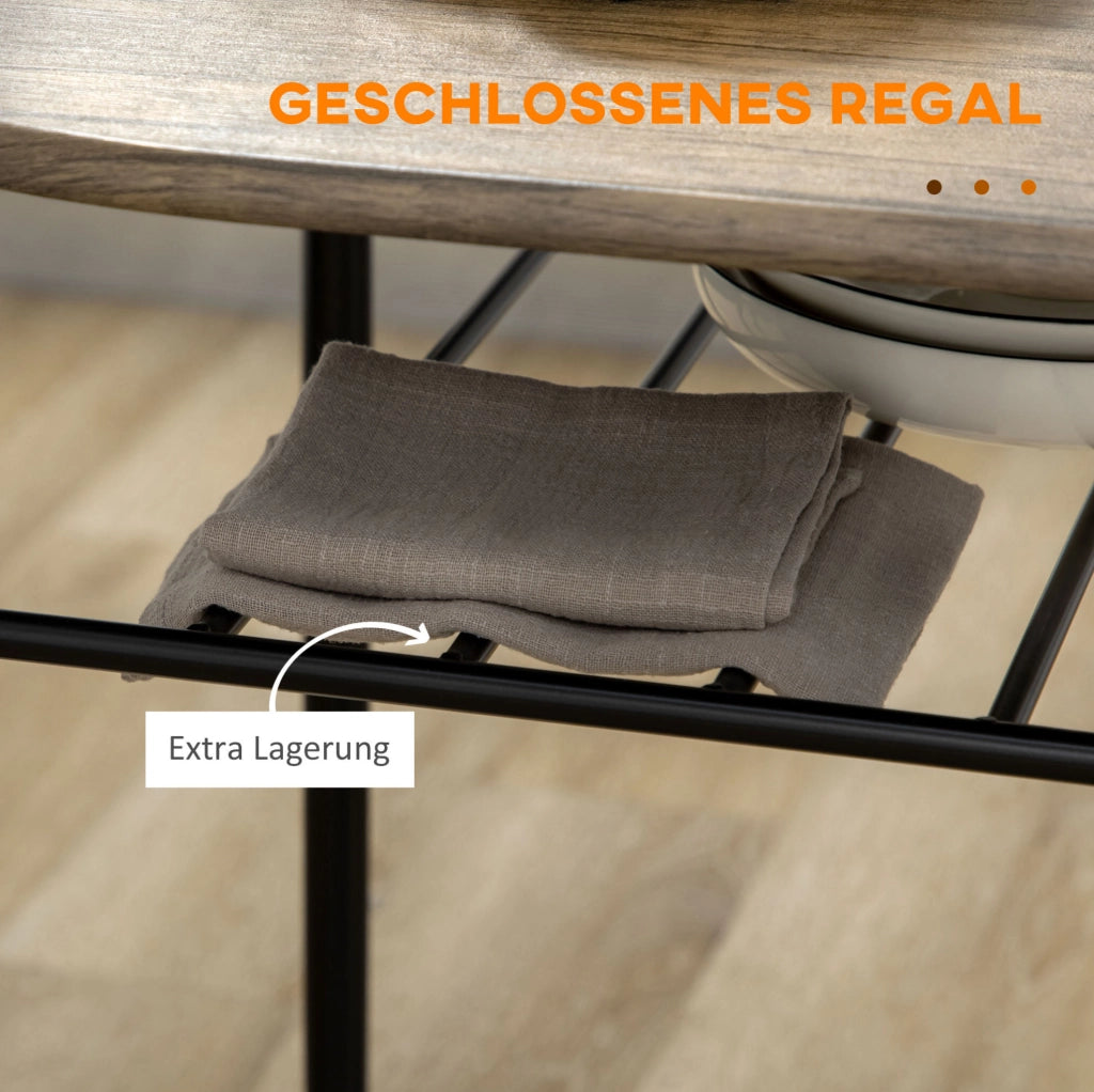 Set Bistro con Tavolo da Pranzo e 2 Sedie, 80x53x74,5 cm, Nero, Design Compatto con Ripiano