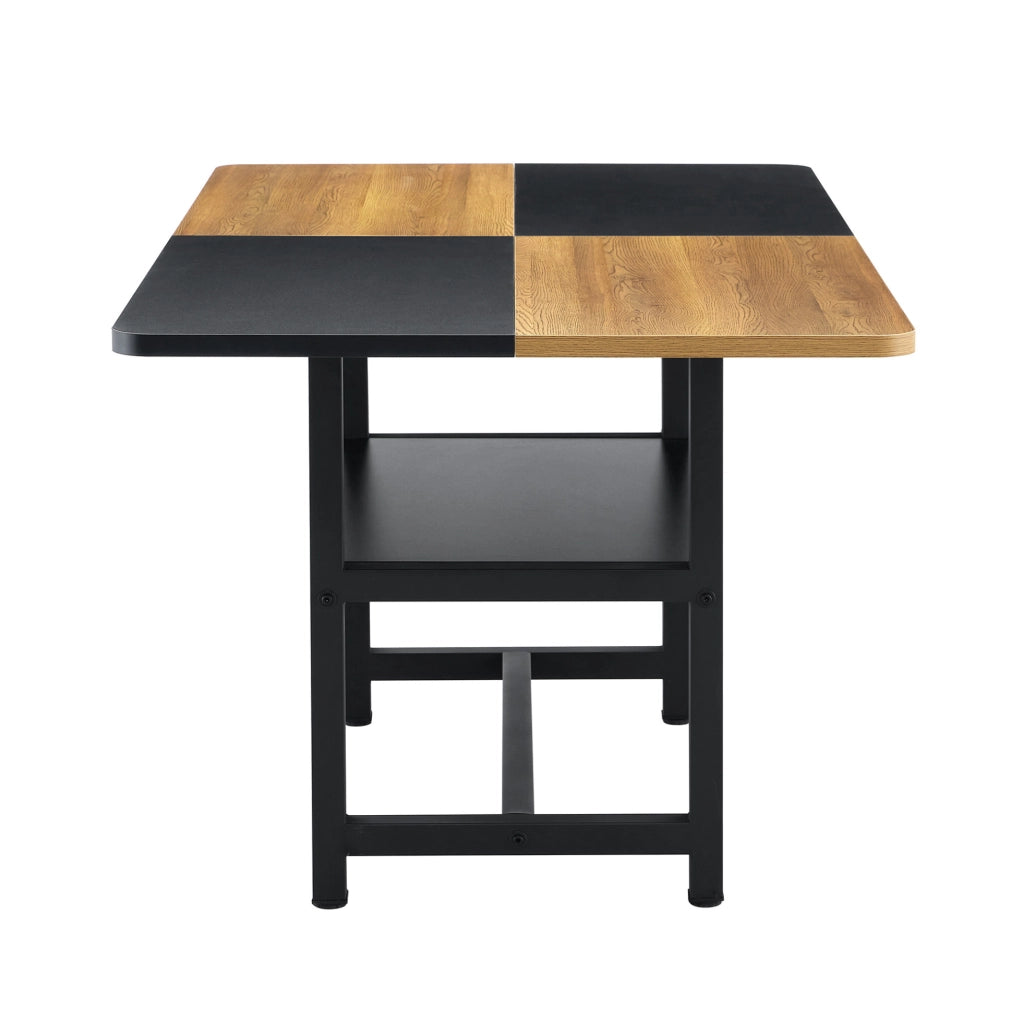 Tavolo da pranzo rettangolare 160 cm per 4-6 persone in MDF e metallo, marrone e nero