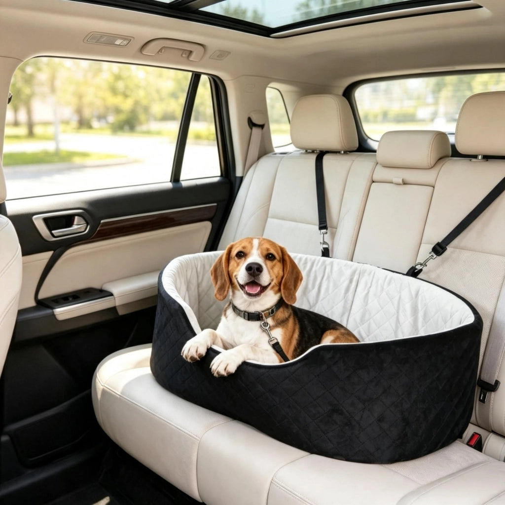 Seggiolino auto per cani con base antiscivolo, nero e grigio