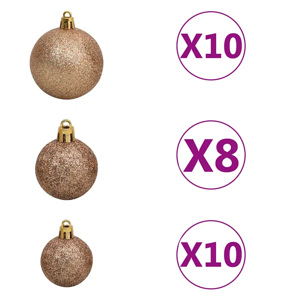 Albero di Natale Artificiale con LED e Set di Palline e Pigne 210 cm 3077618
