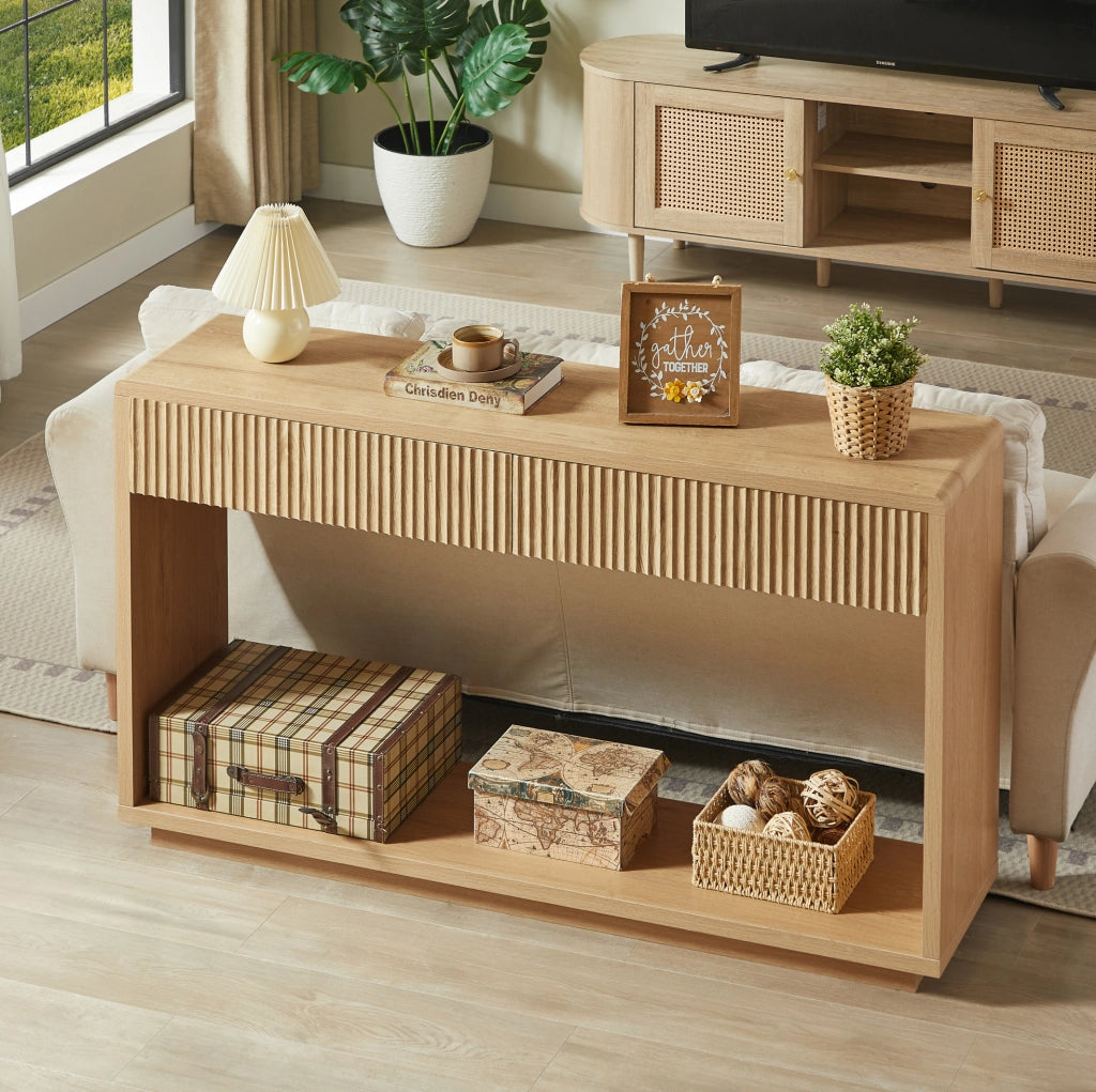 Consolle da ingresso 150 cm naturale con 2 cassetti e ripiano aperto