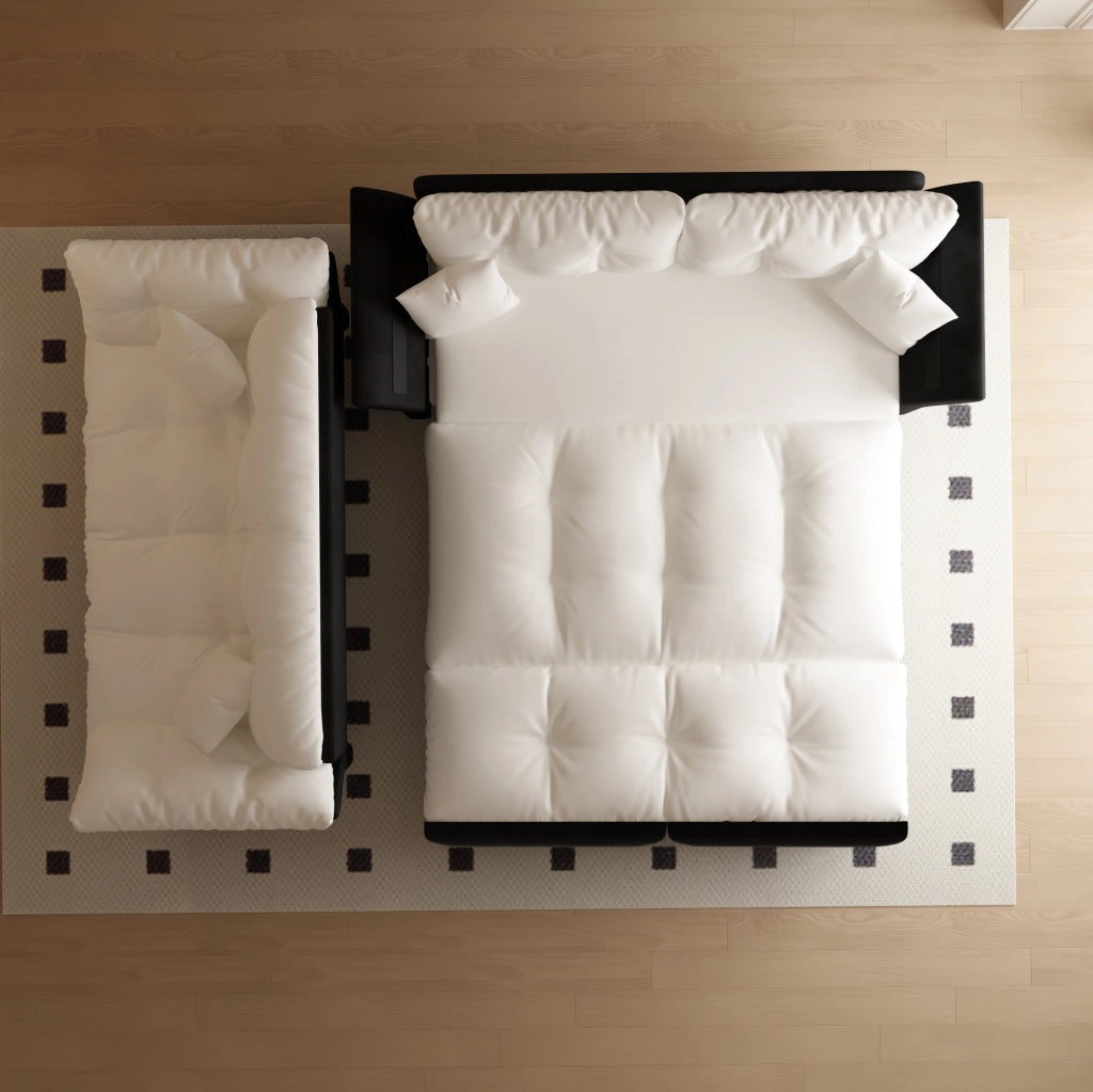 DIVANO Letto estraibile 3 in 1 190 cm in velluto beige con 2 cuscini