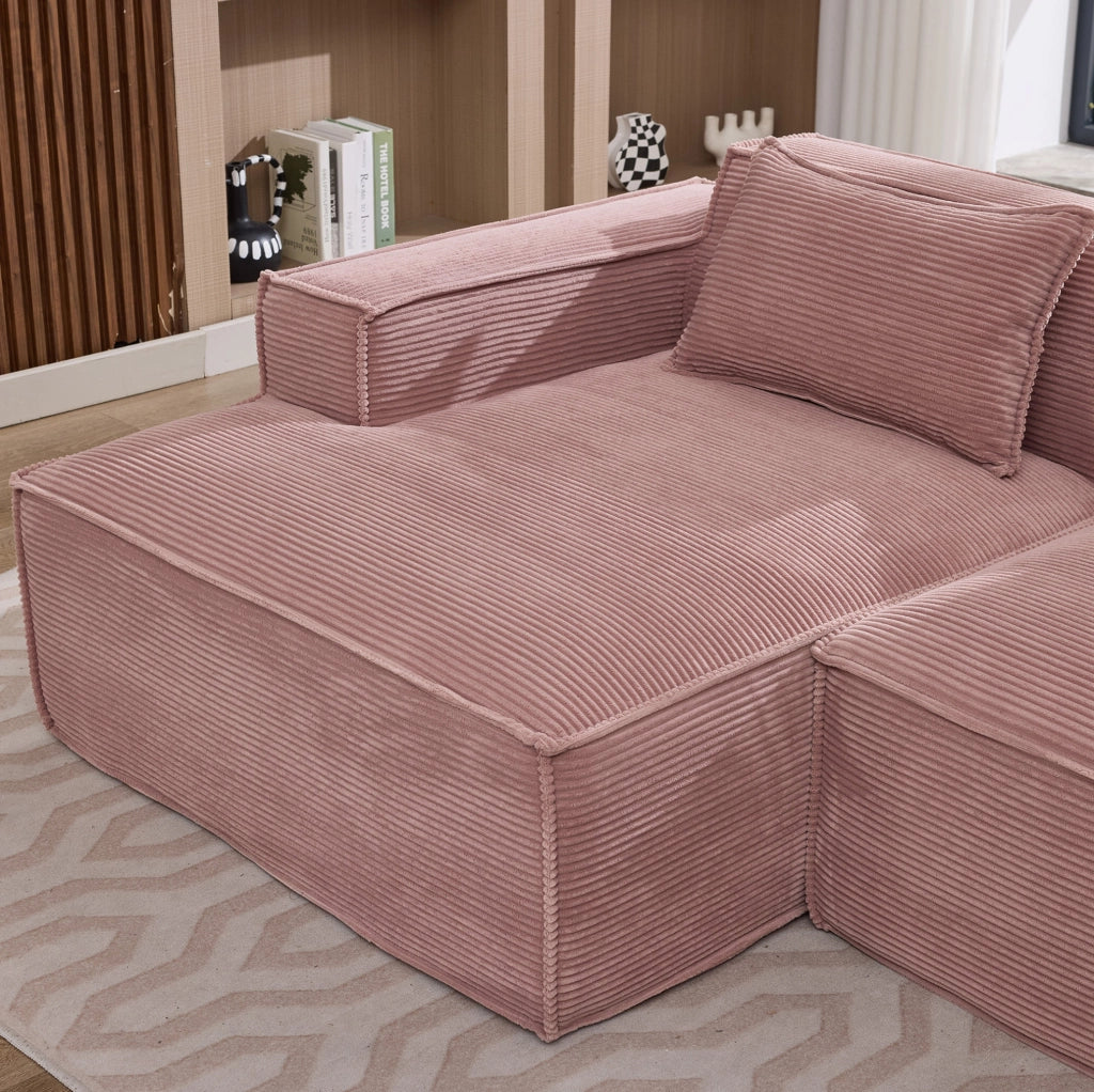 Divano moderno 235 cm rosa baby con molle insacchettate