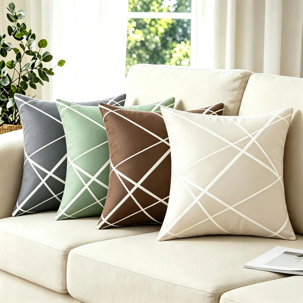 Cuscini in velluto, 45x45 cm, color beige, confezione da 2, morbidi